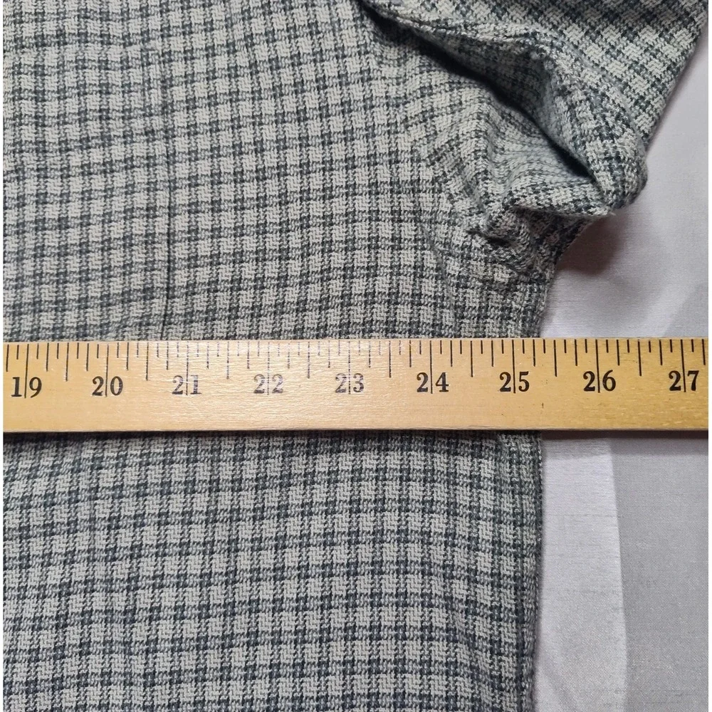 BANANA REPUBLIC Men Large‎ Green Check Medium-Weight Cotton Button Shirt